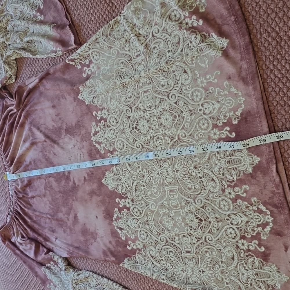 Honeyme Pink and Cream Boho Dress with Lace Details - Picture 8 of 11